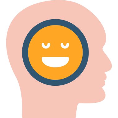 Beyaz arkaplanda gülümseme, vektör, illüstrasyon olan insan kafası.