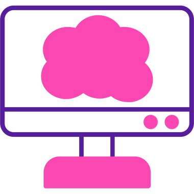 Bulut simgesi olan bilgisayar ekranı. vektör illüstrasyonu.