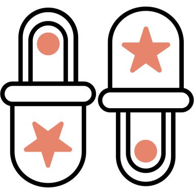 Bir karikatür ve kırmızı ve beyaz ikonun vektör çizimi