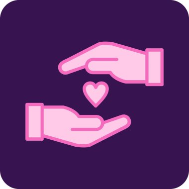 Kalp simgesi olan el, basit vektör illüstrasyonu