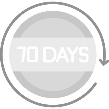 7 gün kaldı. Son 70 gün. Gölgeli daire şeklinde bir simge. Modern ui düğmesi. vektör