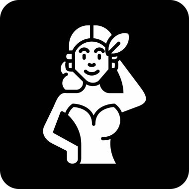 Kulaklık simgesi olan kız, basit vektör