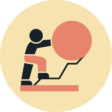 Geniş yuvarlak nesneyi yukarı iten kişi