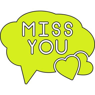 Seni özlediğim için vektör el çizimi konuşma balonu. çizgi roman illüstrasyonu