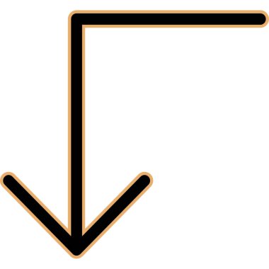 Sol ok vektör simgesi. biçim düz sembol, turuncu renk, beyaz arkaplan.