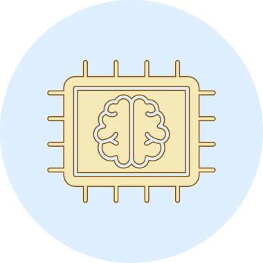 Devre kartı simgesi olan çip. Devre kartı ve Cpu vektör simgesinin ana hatları. hisse illüstrasyonu