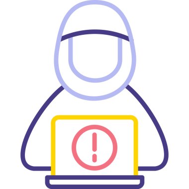 hacker düz simgesi, vektör illüstrasyonu