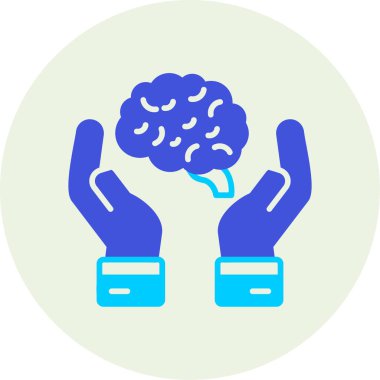 Beyin ve el ikonu. Web için el ve beyin vektör simgelerinin basit çizimi