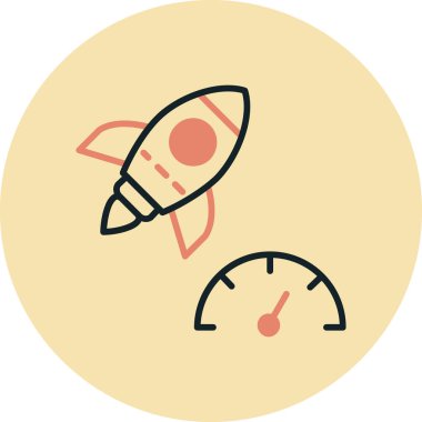 Roket. Web simgesi basit illüstrasyon