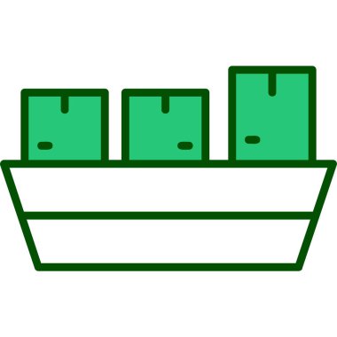 Gemi simgesi, satır vektör illüstrasyonu