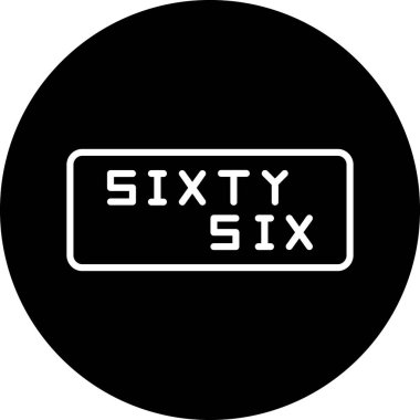 Altı numara, altı numaralı daire içinde 65 numara, beyaz arka planda izole edilmiş.