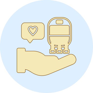 seyahat çantası bilet ve kalp vektör çizimi tasarımı