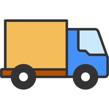 Teslimat kamyonu ikon vektörü. İnce çizgi tarzı. izole edilmiş sınır sembolü çizimi