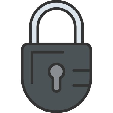 Kilit simgesi. Web için basit asma kilit vektör simgeleri çizimi