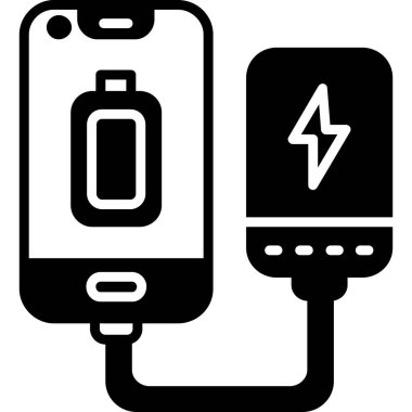 pil şarj eden mobil simge ana hat biçiminde