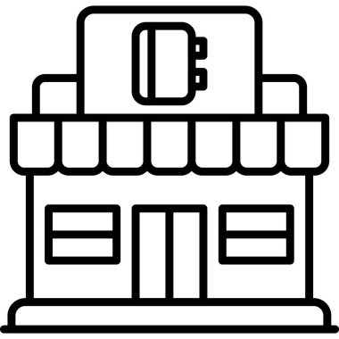 Kahve dükkanı ikonu, taslak tarzı