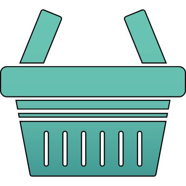 Sepet arabası simgesi renk ana hatları vektörü