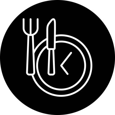 Yemek Zamanı web simgesi, vektör illüstrasyonu