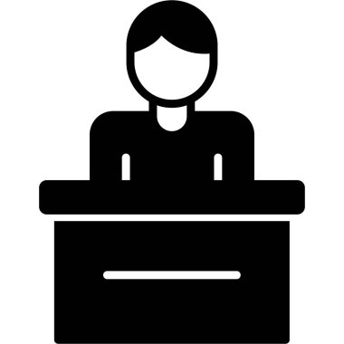 Resepsiyon masası web simgesi, vektör illüstrasyonu