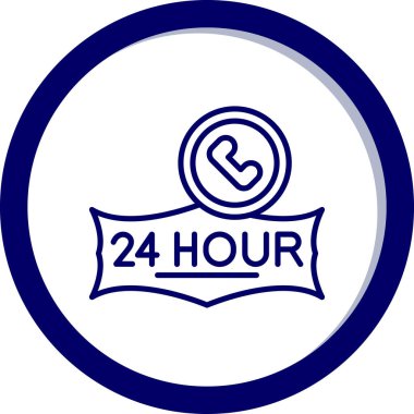 24 saat servis simgesi, vektör illüstrasyonu