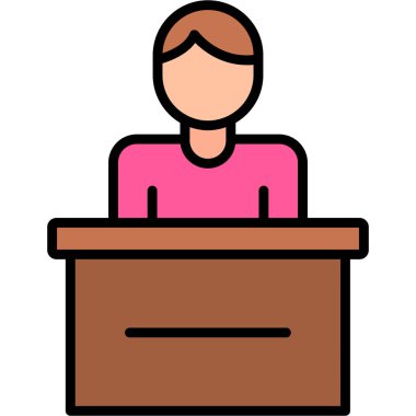 İş konferansı ikonu. özet karşılama vektör simgesi rengi düz izole