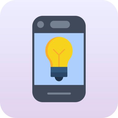 Ampul vektör illüstrasyonlu akıllı telefon