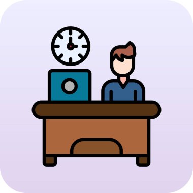 Adam dizüstü bilgisayar vektör illüstrasyon tasarımı üzerinde çalışıyor