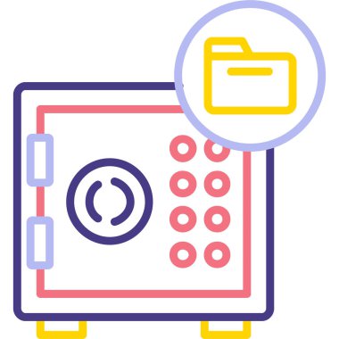 Güvenli kutu simgesi. Taslak güvenli kutu vektör rengi düz izole