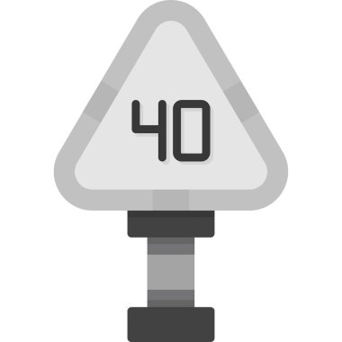 Çizgi film tarzında hız sınırı simgesi beyaz arkaplanda izole edildi