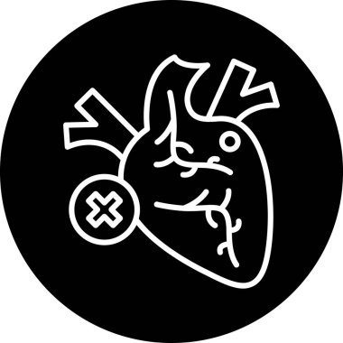 Bir kalbin siyah beyaz simgesinin vektör çizimi