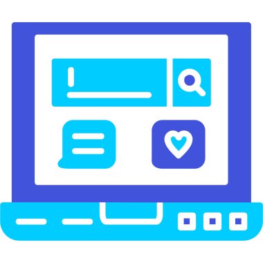Kalplerin vektör çizimine sahip bilgisayar monitörü