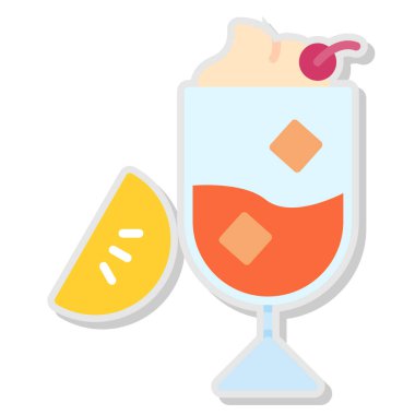 alkollü kokteyl ikonu düz stil