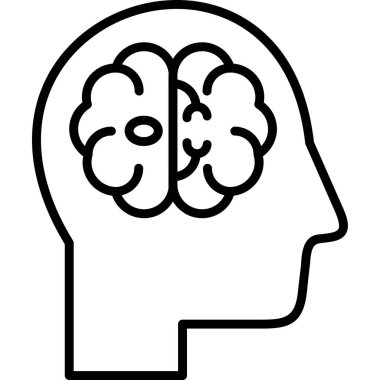 Beyin simgesi, basit vektör çizimi