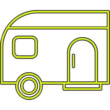 Yeşil minibüs ikonu. Web için yeşil van vektör simgelerinin özet çizimi