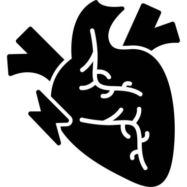 İnsan kalbi organ simgesi, vektör illüstrasyonu