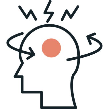 Beyni olan bir kafa. Web simgesi basit illüstrasyon