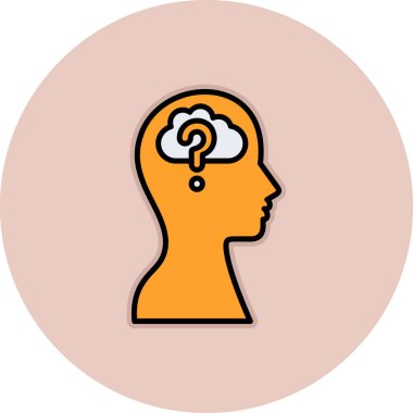 Beyin ikonu. İnsan kafası ve beyni