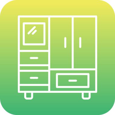 mobilya yassı simgesi, vektör illüstrasyonu