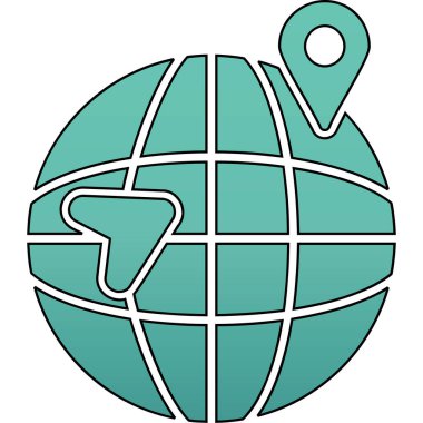 GPS konum simgesi. Çizgi haritası konum vektör rengi düz izole