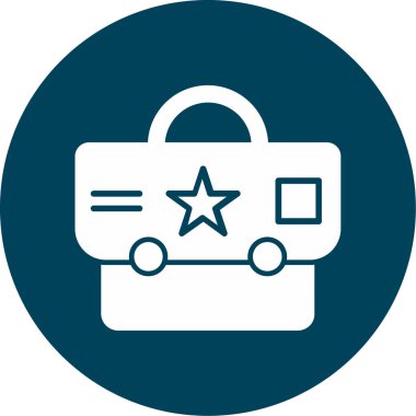 bagaj çantası düz yuvarlanmış vektör simgesi