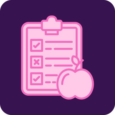 Elma simgesi ve vektör illüstrasyonlu kontrol listesi