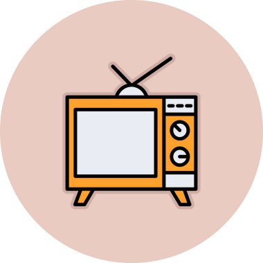 Televizyonda. Web simgesi vektör illüstrasyonu