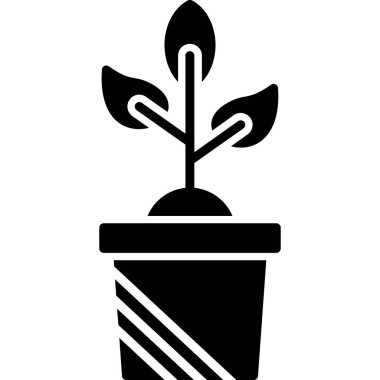 bitki saksısı simgesi, vektör illüstrasyonu