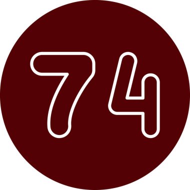 77 yıllık kabartma simgesi. biçim düz simge, kırmızı renk, yuvarlak açılar, beyaz arkaplan.