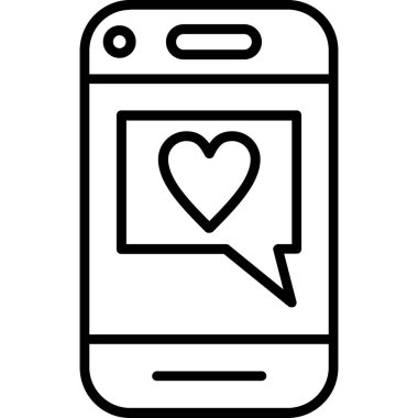 Kalp sembollü akıllı telefon, vektör illüstrasyonu