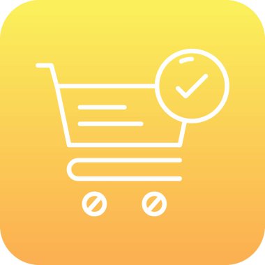 İşaretleme simgesi ve vektör illüstrasyonlu alışveriş arabası