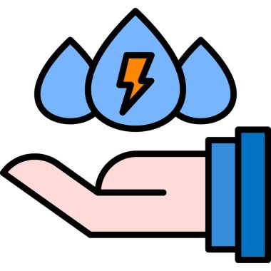 Su damlaları ile el vektör illüstrasyonu