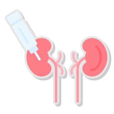 Bir damla suyla böbrek. Beyaz arkaplanda izole edilmiş düz biçim vektör illüstrasyonu.