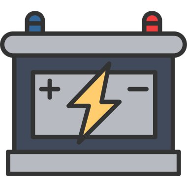 Pil güç simgesi. Web için pil vektör sembolünün özet çizimi