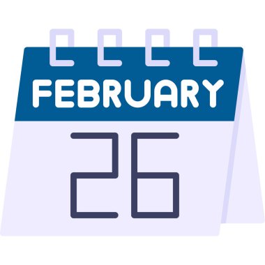 Şubat 25 takvim simgesi, vektör illüstrasyonu